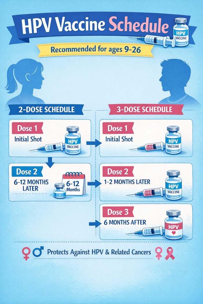 HPV vaccine schedule infographic